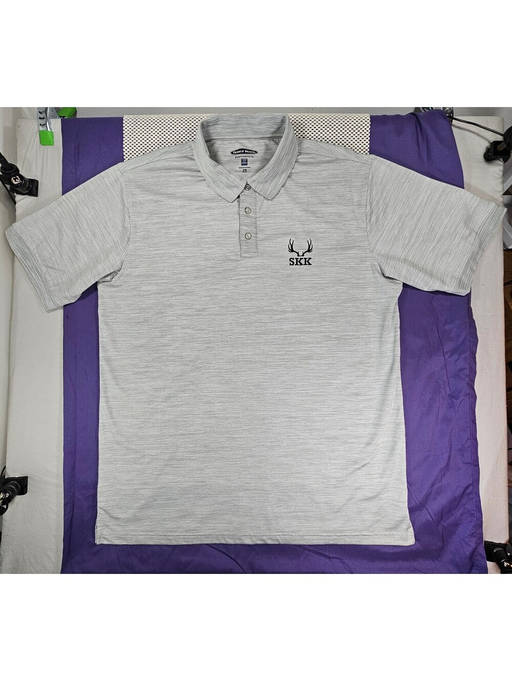 Pebble Beach SKK Gray Performance Polo Shirt XL. Golfing.